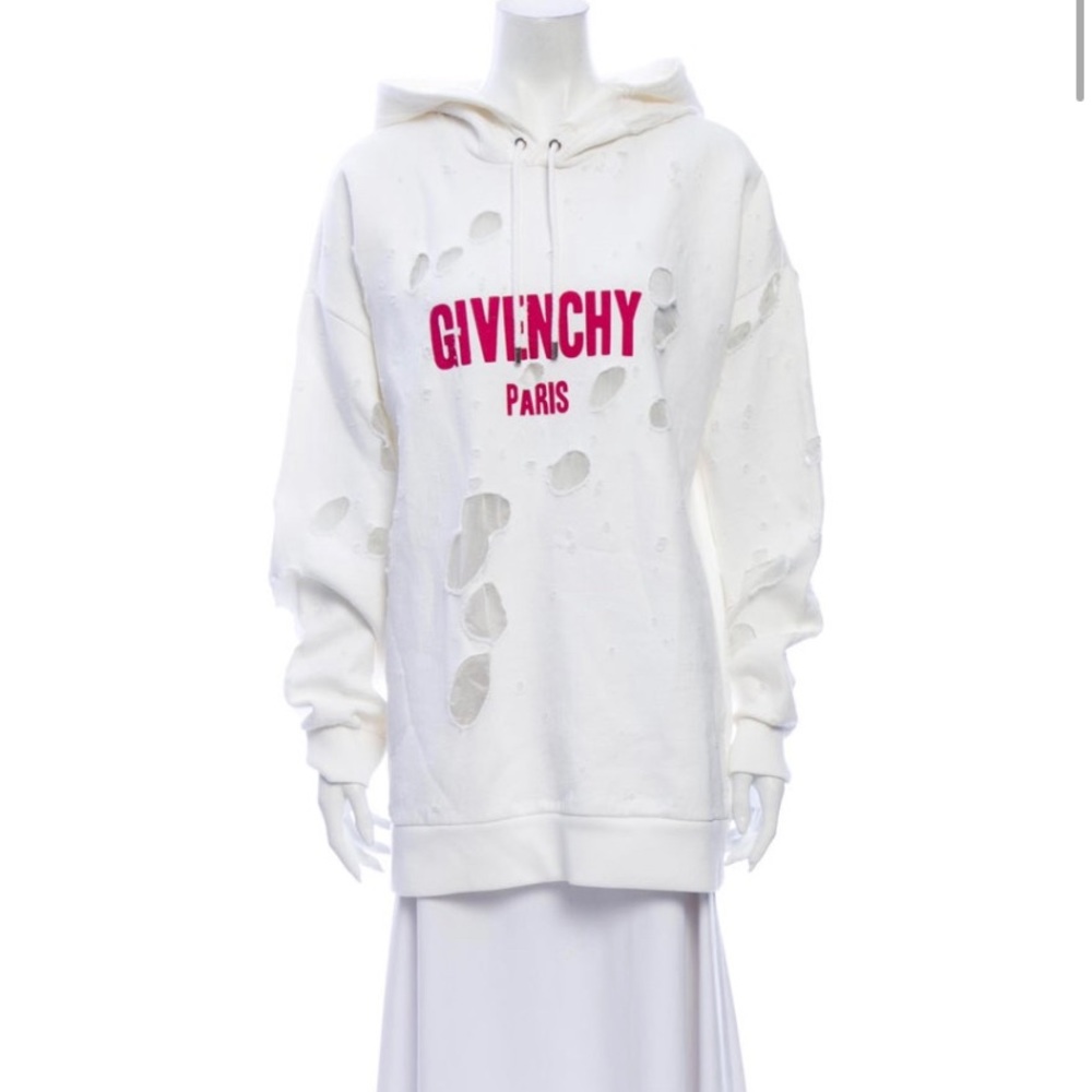 Authentic givenchy hoodie large L distressed white